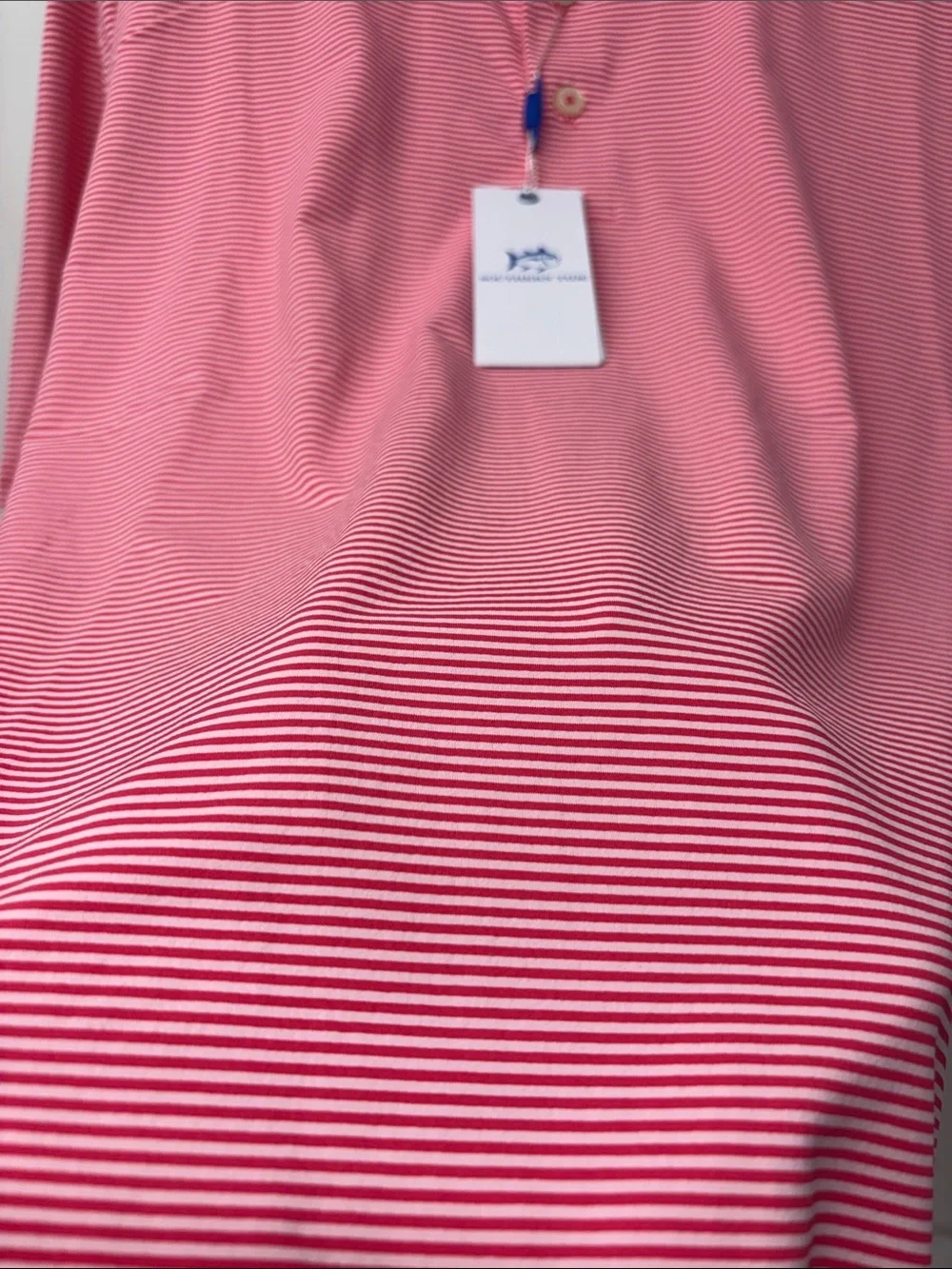 NWT Southern Tide M’s XXL Brrr Meadowbrook Stripe Polo in Snapper Red (1083)